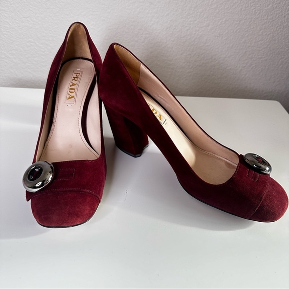 Prada Suede Square-Toe Pumps preloved authentic - Picture 3 of 12
